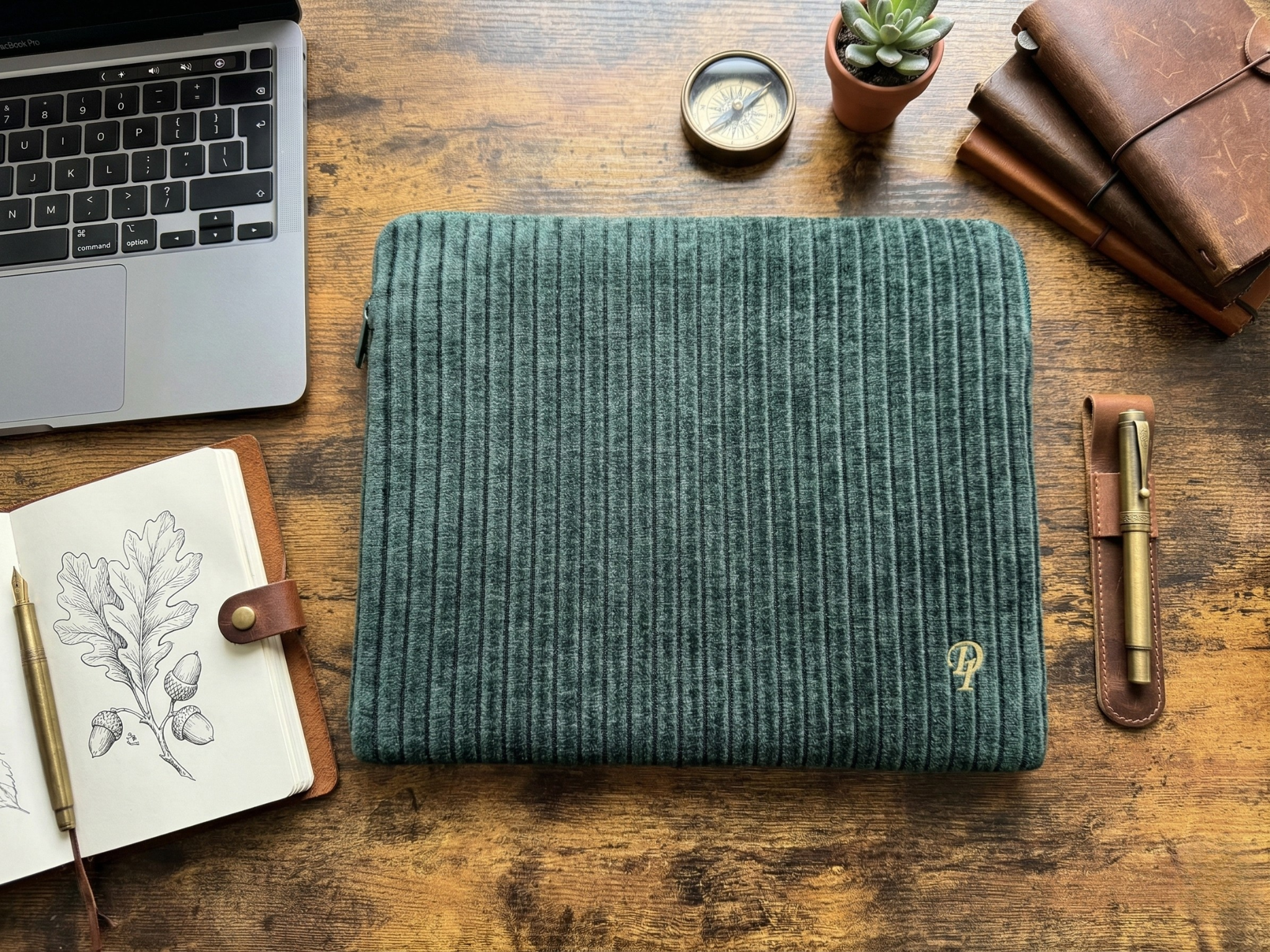 Funda para iPad de Terciopelo Acanalado con Bordado Personalizado